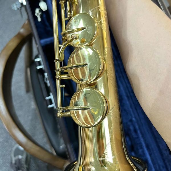 Saxofón soprano de gama alta 62 tubo recto B-flat latón lacado oro japonés hecho artesanalmente instrumento de jazz con estuche saxo soprano