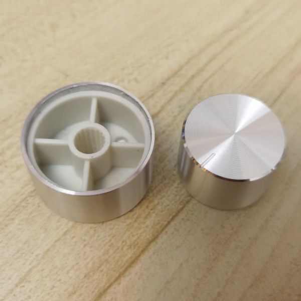 Bouton de potentiomètre en alliage en aluminium haut de gamme bouton de commande de volume de volume audio pour bouton de trou d'arbre de 6 mm (dia.