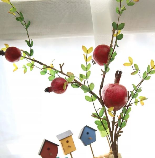 Branches d'arbres fruitiers artificiels haut de gamme branche de fruits de grenade artificielle simulation de fleur décoration de la maison fausse fleur de mariage