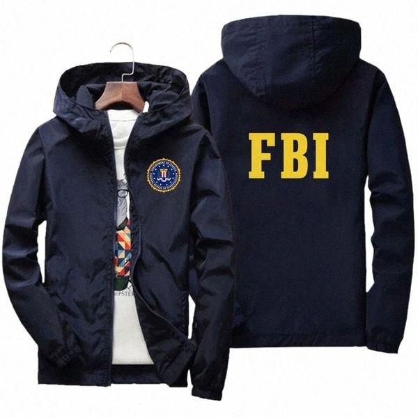 Chaqueta atmosférica de alta gama para hombres y mujeres Primavera y otoño 2023 Chaqueta a prueba de viento y lluvia FBI Impreso Deportes Hip-Hop A1KU #