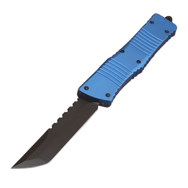 Couteau tactique auto haut de gamme VG10 Black Black Double Edge Blade CNC Blue Aviation Handle Aluminium Handle Outdoor Survival Couteaux avec un sac en nylon