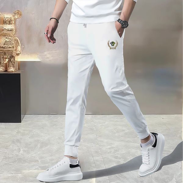 Pantalon de sport décontracté haut de gamme pour hommes, tendance de la mode, couleurs contrastées, bretelles tissées, coupe slim, jambe droite, pantalon sanitaire, tendance