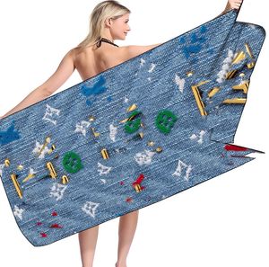 Serviette de plage absorbante en microfibre haut de gamme, serviette de plage carrée, serviette de bain imperméable à séchage rapide