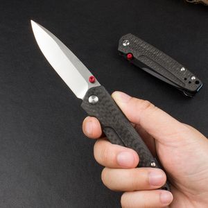 Couteau pliant de poche haut de gamme BM485 EDC D2 Drop Point, lame noire enduite/satinée, manche en Fiber de carbone, couteaux cadeaux avec boîte de vente au détail