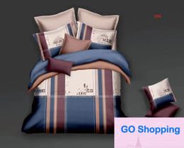Ensembles de literie de marque haut de gamme, ensemble de 4 pièces, drap de lit en Tencel imprimé avec lettres, taies d'oreiller à la mode