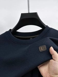 High-end merk mode bedrukte trui herfst en winter trend heren pluche verdikte T-shirt casual ronde hals trui 240111