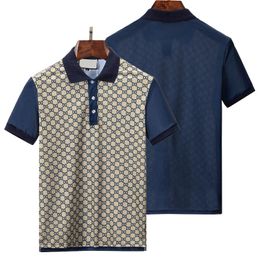 high-end Merk korte mouwen T-shirt mannen Bee polo shirt 100% katoen revers Business Koreaanse summerFull body letters Borduren herenkleding 2023 #002