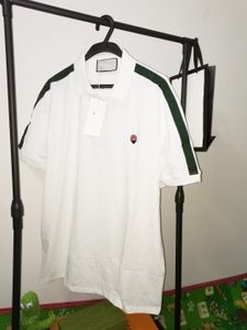 T-shirt masculina de manga curta de marca de alta qualidade Camisa pólo Bee 100% algodão lapela Negócios Coreano verão Bordado Roupas masculinas