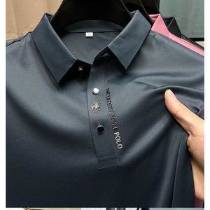 Brand haut de gamme Summer Couleur solide de haute qualité Polo Polo Mens Business Fashion Casual Traceless Casual Printing 240409