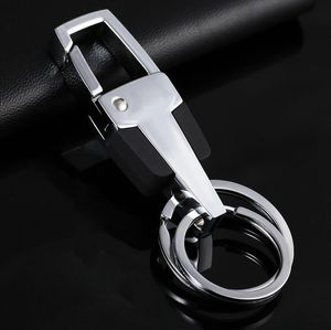 Haut de gamme Porte-clés de voiture Accessoires Taille en métal suspendue Double anneau Porte-clés Laser Personnalisation de l'entreprise Hommes KeyChain