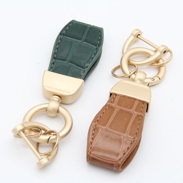 Keychain de voiture haut de gamme Crocodile à motifs petits clés de trousque en cuir Metal Femmes Hommes Vintage Key Ring Gift Idea