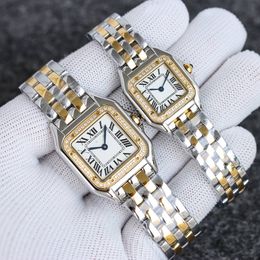 High-end Cheetah-serie ingelegde Diamond Quartz Watch Couple Watch Men and Women kijken Ladies Diamond Sapphire Crystal Square Watch Sapphire Waterdichte ontwerper