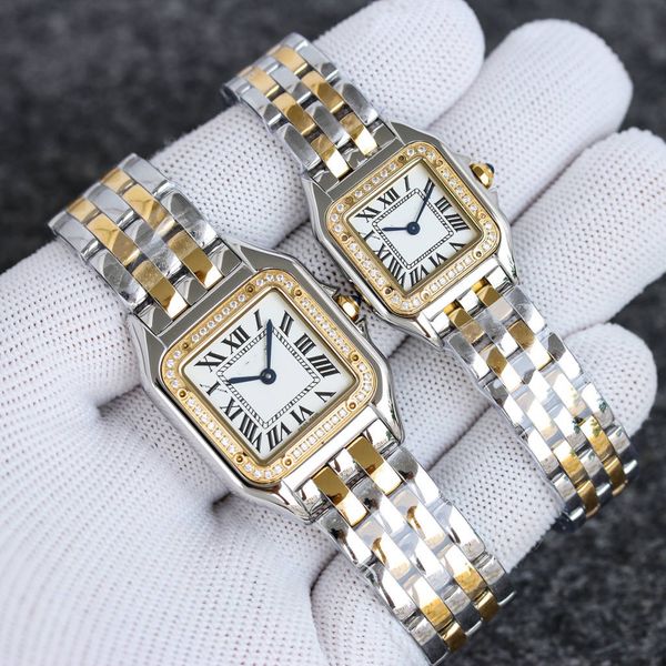 Reloj de cuarzo con incrustaciones de diamantes de la serie Cheetah de gama alta, reloj para parejas, reloj para hombres y mujeres, reloj cuadrado de cristal de zafiro con diamantes para mujer, reloj de zafiro resistente al agua