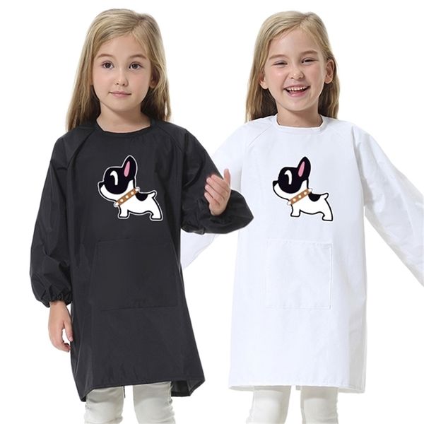 Tablier pour enfants haut de gamme cuisson peinture salopette enfants imperméable anti-usure vêtements bébé manger smock imprimer 211222