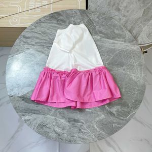 Vêtements haut de gamme filles robe d'été à manches courtes couleur assortie princesse robe nouvelle épissage coton robe G220810