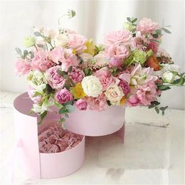 Boîtes cadeaux de fleurs colorées à Double couche haut de gamme, boîtes d'emballage de cadeaux de fête de mariage, fournitures de fleuriste 244L
