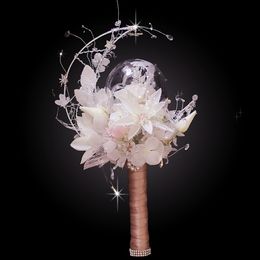 HEUST CUSTUME Magnifique style lune Hortensia Hortensia Crystal Mariage de mariage Bouquet de mariée 293Y