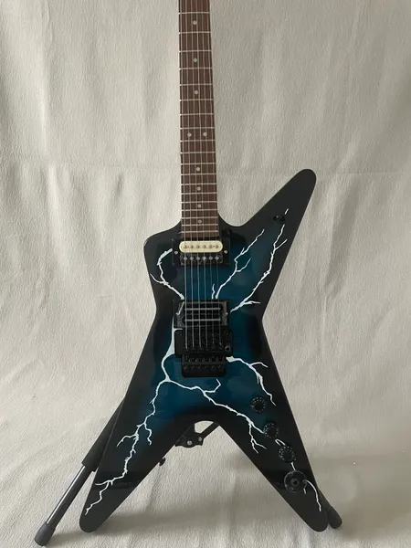 Guitarra eléctrica modelo Dimebag Signature personalizada de alta gama con vibrato de doble oscilación, panel azul oscuro