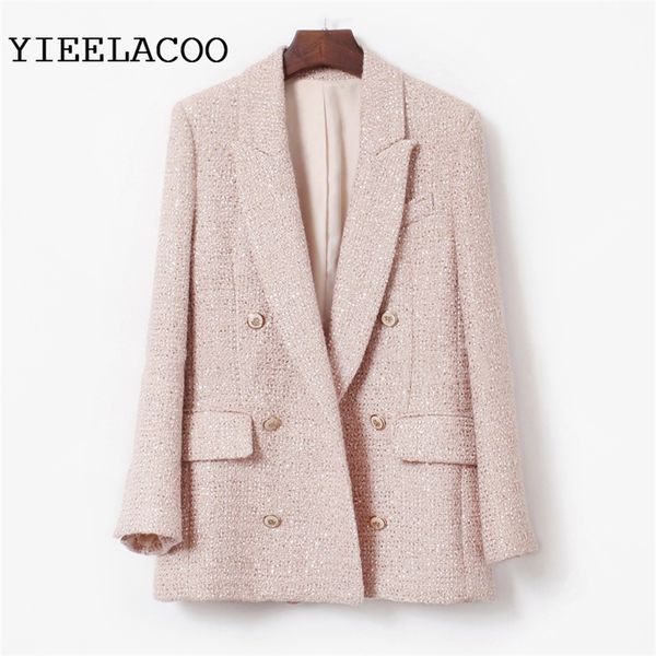 Veste en tweed parfumée rose petite racine de lotus pailletée personnalisée haut de gamme, chemisier pour femme, veste de costume 220511