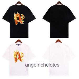Vêtements de créateurs haut de gamme pour New Pa Angels Flame Letter Imprimé T-shirt Sports de loisirs à manches courtes à manches courtes courtes et femmes, qualité 1: 1