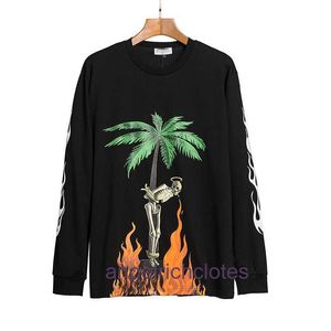 Vêtements de créateurs haut de gamme pour angles PA Tide Marque Flame Squelette Lettre squelette T-shirt à manches longues et chemise à fond en vrac avec 1: 1 Étiquettes originales