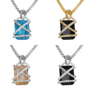 High-end ontwerper DY luxe sieraden hanger ketting diamanten halsketting voor mannen en vrouwen 15mm vierkante edelsteen 925 sterling zilveren verjaardagscadeau