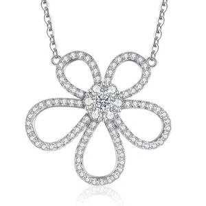 Designer haut de gamme Fanjia Big Flower Collier Silver Plated 18k Gold Diamond Tournesol Pendant plein de diamant fleuri creux femelle non décolorée Pendant