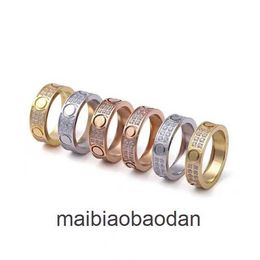 High -end designer sieradenringen voor dames carter full sky ring titanium staal populaire sieraden love dubbele rij diamant drie rij diamanten paar ring origineel 1: 1