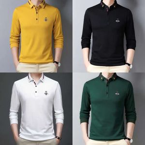 High-end designer lange mouw mode polo shirts heren casual solid color zakelijk merk heren kleding katoen bijen borduurwerk 220408's