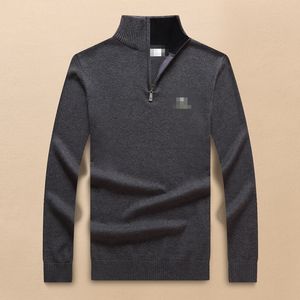 Pull pour hommes haut de gamme Pull demi-fermeture à glissière Marque Pull chaud brodé pour l'automne et l'hiver Pull décontracté classique à col haut