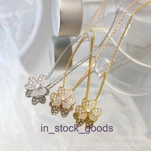 High -end designer ketting Hoge versie Vancleff Clover ketting vol met diamant klaver hanger 18k rose goud bloem geluk gras kraagketen origineel 1to1 met logo