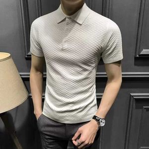 High End Designer Nieuwe Gebreide T-shirt Mannen Zomer Koreaanse Mode Ijs Zijde Ademend Polo Shirt Korte Mouw Mannen Luxe top Y220715