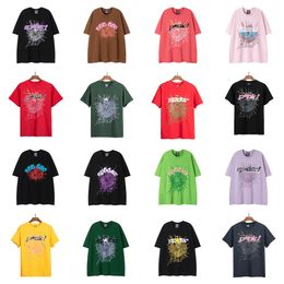 High-end designer T-shirt heren en dameskwaliteit schuim bedrukte spider webpatroon mode top shirt Amerikaans maat s-xl