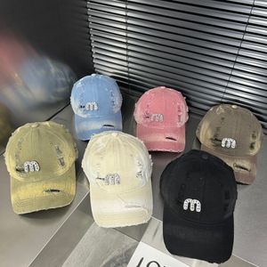 Haut de gamme concepteur femmes ombre en plein air Flash diamant lettre chapeaux hommes rue Hipster lavage fait vieux casquettes de balle réglables