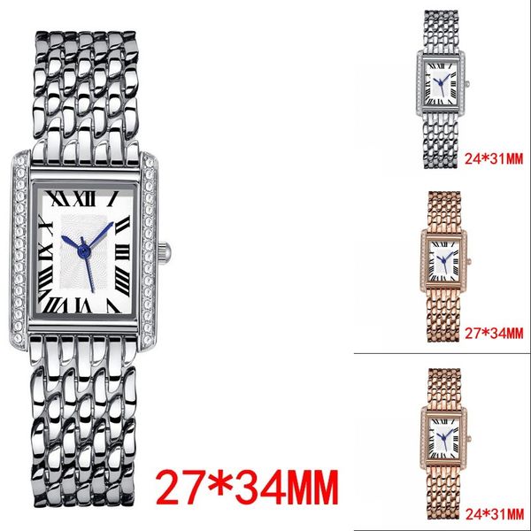 Montre de diamant haut de gamme mouvement de batterie à quartz en or rose bracelet en acier inoxydable montre de réservoir charme montre de créateur à la mode orologio di lusso sb070 C4