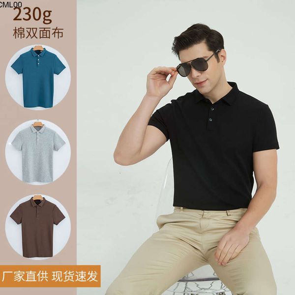 Polo de cuello de camisa con capa hueca de algodón de doble cara de gama alta, camiseta de manga corta para hombre, Color sólido, negocios Z368 {categoría}