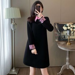 Robes haut de gamme pour femmes au printemps 2024, Type de couverture du ventre, charme fin et élégant, nouvelle jupe noire de Style chinois