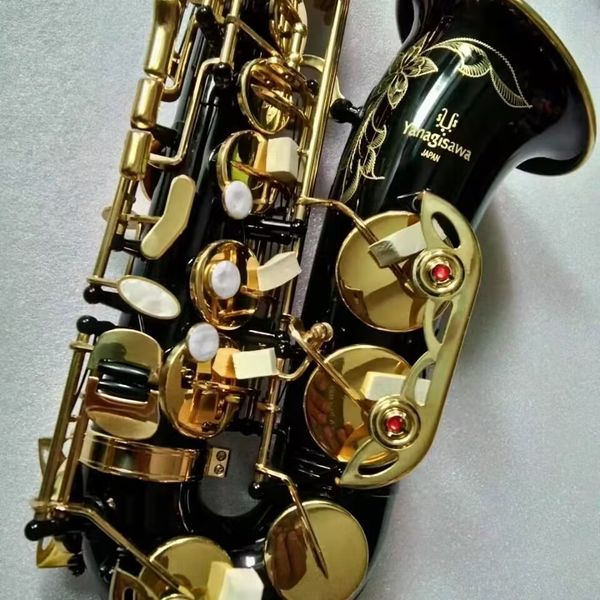 Saxofón alto Yanagis afinado en Eb de alta gama A-991, cuerpo negro niquelado, teclas doradas, instrumento de jazz artesanal japonés, saxo alto con estuche