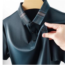 Heren PoloS Zomerbedrijf Hoogte Solid Color Hoge kwaliteit Polo shirt met korte mouwen Polo shirt Rapel Collar Men Fashion Casual No Trace Printing 6xl