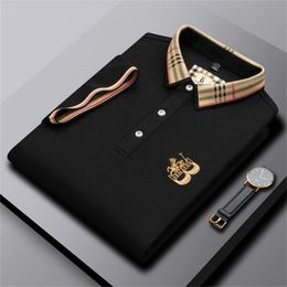 Polo en coton brodé haut de gamme à manches courtes pour hommes, t-shirt à la mode coréenne, vêtements d'été de luxe, 220606