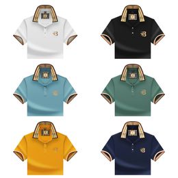 Haut de gamme broderie couleur unie à manches courtes coton hommes T-shirt mode vêtements été luxe haut polo chemise