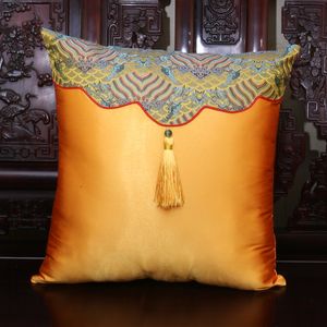 Handgemaakte Kwastje Patchwork Vintage Kussenhoes Kerst Decoratieve Kussens Sofa Stoel Lumbar Kussen Chinese Zijde Satijn Kussensloop