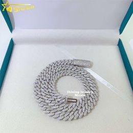 High -end mode 925 zilveren sieraden Iced Out Cuban Link Chain 10mm breedte aangepaste hiphop ketting Moissanite