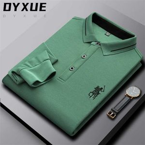 Haut de gamme marque de mode concepteur coton Polo noir hommes coréen décontracté à manches longues revers Golf hauts hommes vêtements 220115