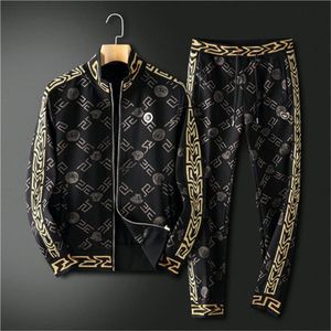 High-end mode bedrukte heren casual sport pak mode mannen knappe minnaars geprinte hoodie en trainingsbroek tweedelige set