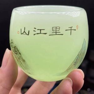 Tasse de maître en verre haut de gamme tasse d'hospitalité Qianli Jiangshan, tasse de thé personnelle exclusive pour hommes et femmes