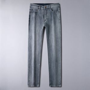 Jeans para hombres de cintura alta de alta gama, pantalones de piernas sueltas versátiles versátiles versátiles de la pierna delgada de los hombres, pantalones casuales L8933#