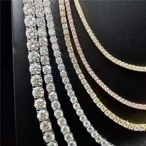 High-end hiphop 3 mm Sterling Sier Moissanite tennisketting