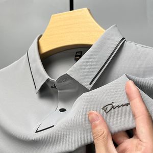 Silk glaciaire haut de gamme T-shirt à manches courtes confortable et respirante pour hommes Broids de mode d'été Paul Polo Polo 240412