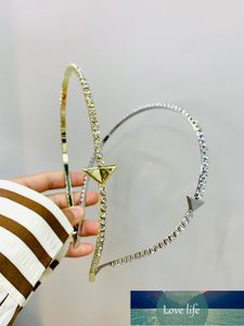 High-End Omgekeerde Driehoek Label Lichtmetalen Letter Hoofdband Franse Hoogwaardige Zirkoon Haaraccessoires Mode Eenvoudig Japans en Koreaans